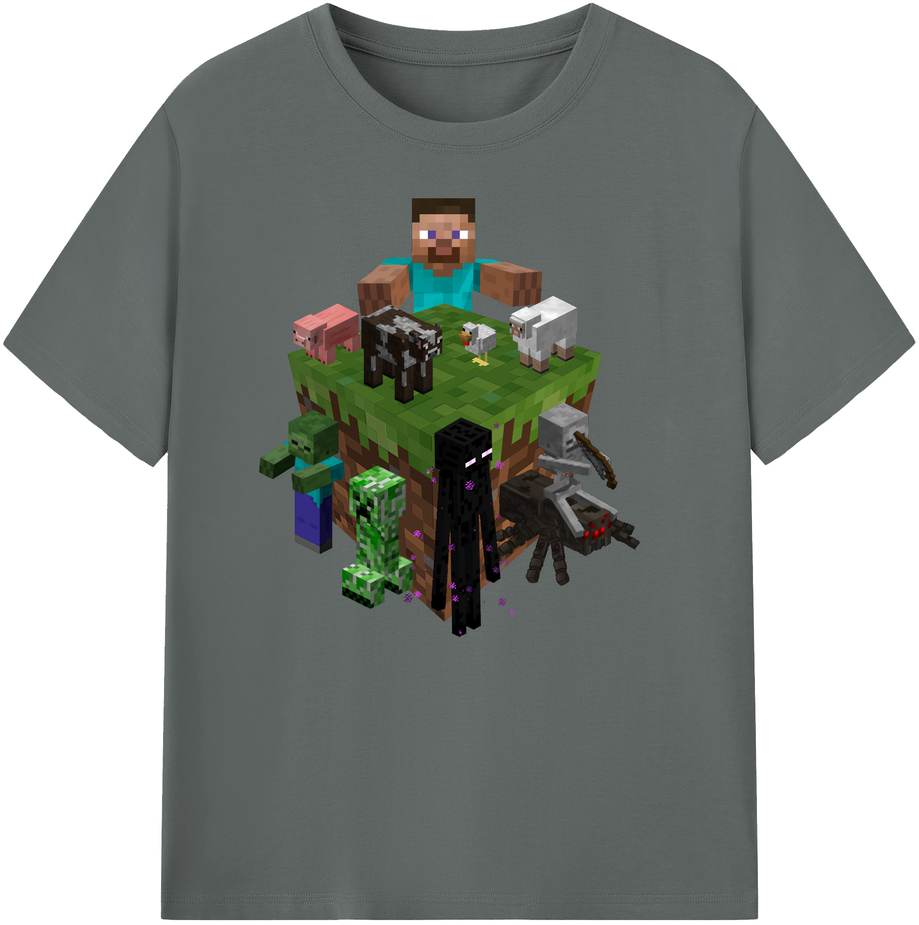（画像用） マインクラフト ブロックの世界 Minecraft MC Block world 綿100％ メンズ半袖Tシャツ｜肌触りやわらか＆通気性
